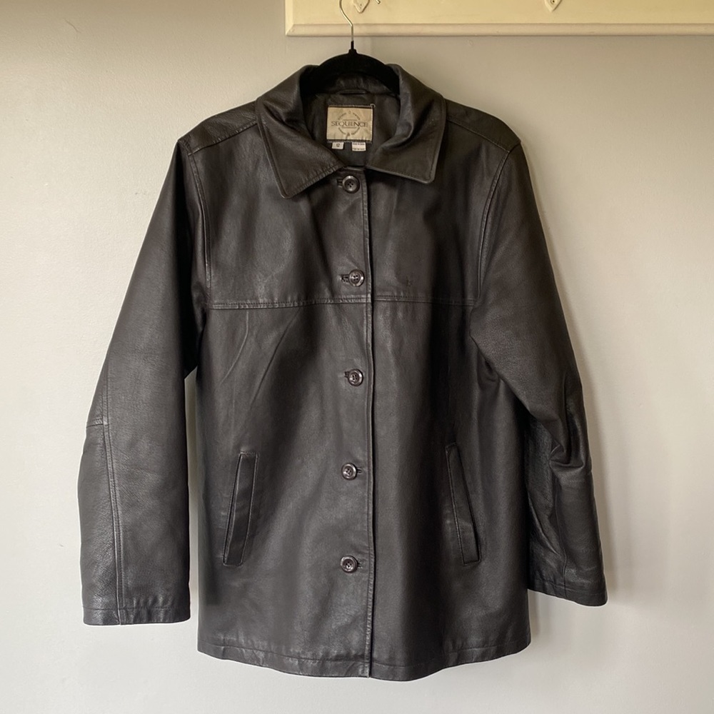 Vintage oversized black leather jacket
